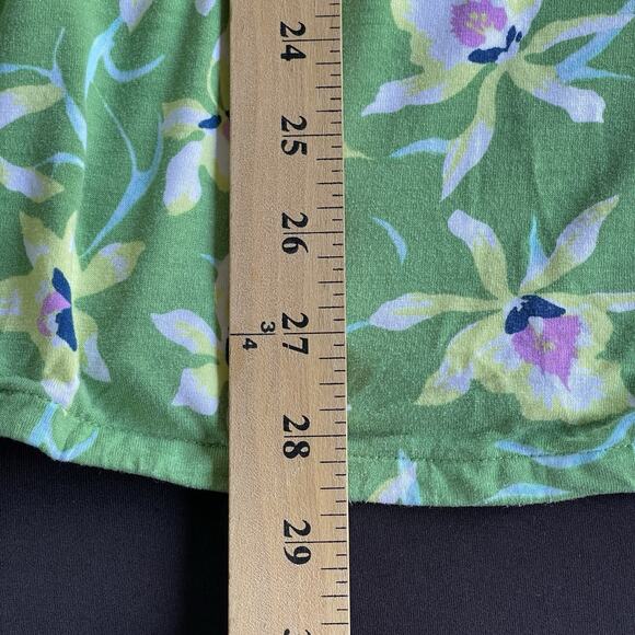 J Jill Womens Rayon Top Medium Green Floral Vneck 3/4 Sleeve Casual Spring - Picture 11 of 11